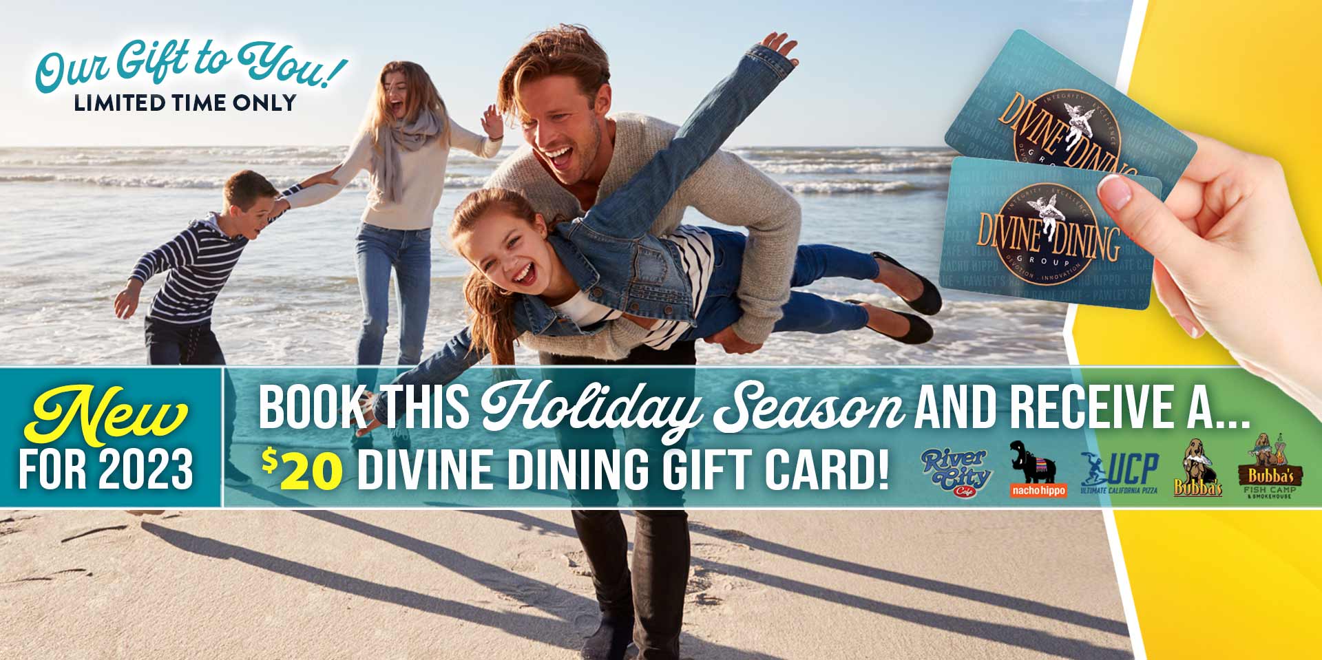 Book This Holiday Season and Receive a $20 Gift Card